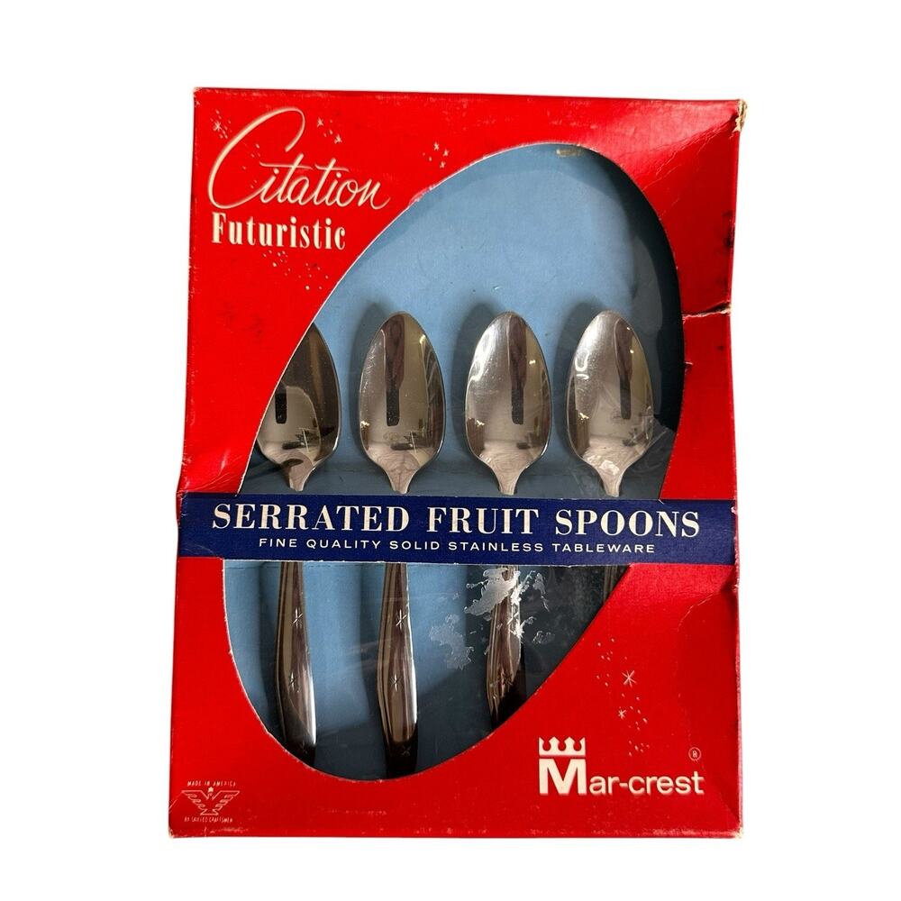Mar-crest Citation Futuristic Atomic Starburst Stainless Serrated Fruit Spoons
